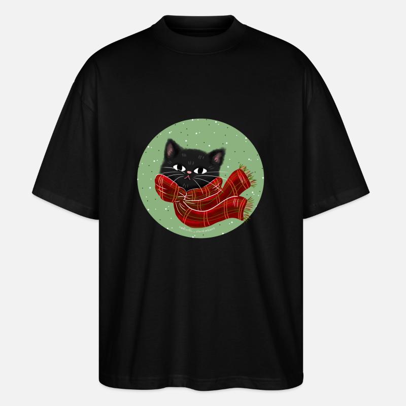Chat avec écharpe - T-shirt bio Blaster 2.0 coupe oversize Stanley/Stella Unisexe - noir
