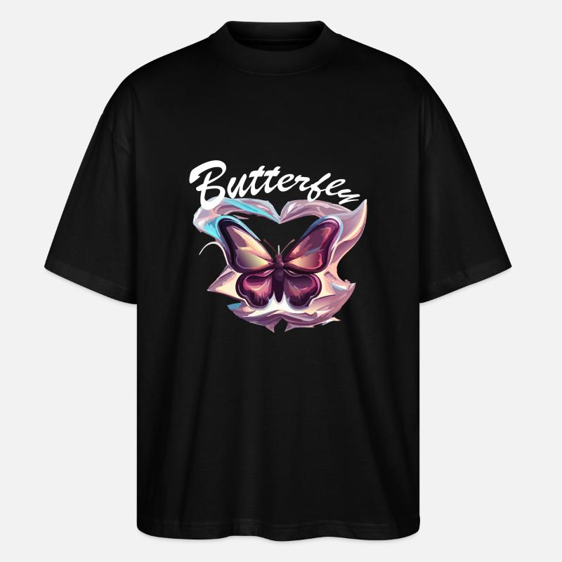 Chrom Schmetterling - Stanley/Stella Oversized Unisex Bio T-Shirt Blaster 2.0 - Schwarz