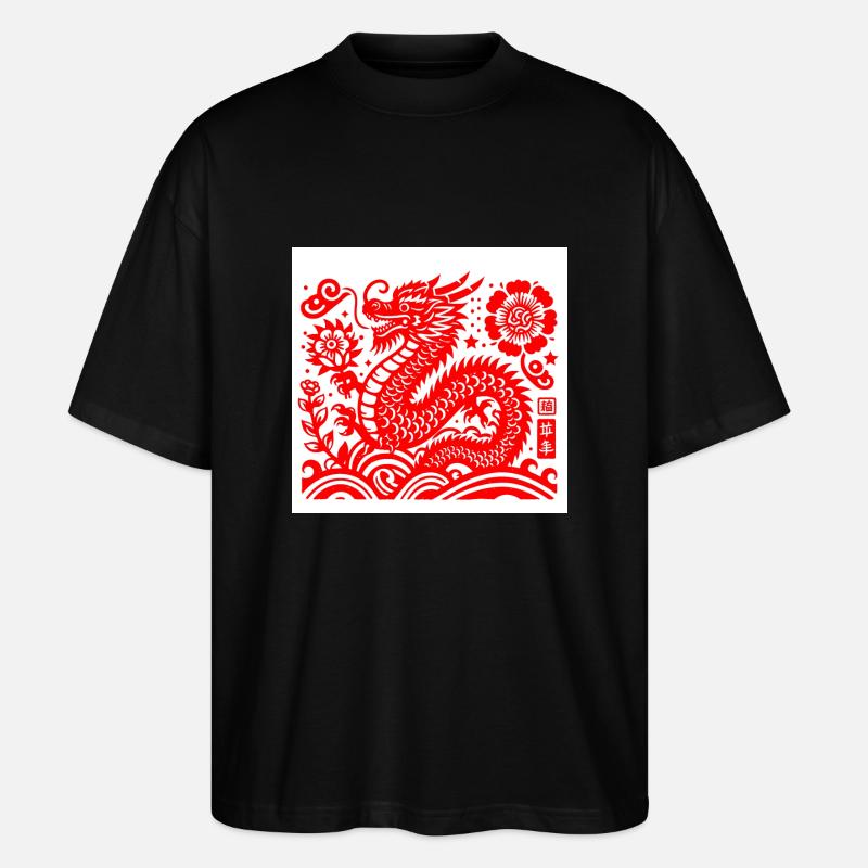 Année du dragon rouge - T-shirt bio Blaster 2.0 coupe oversize Stanley/Stella Unisexe - noir