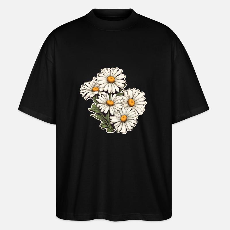 Gänseblümchen 5 Blüten - Stanley/Stella Oversized Unisex Bio T-Shirt Blaster 2.0 - Schwarz
