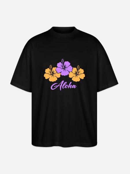 blume hibiskus aloha - Stanley/Stella Oversized Unisex Bio T-Shirt Blaster 2.0 - Schwarz