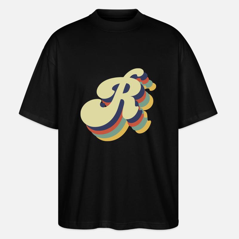 Retro-Buchstabe R - Stanley/Stella Oversized Unisex Bio T-Shirt Blaster 2.0 - Schwarz