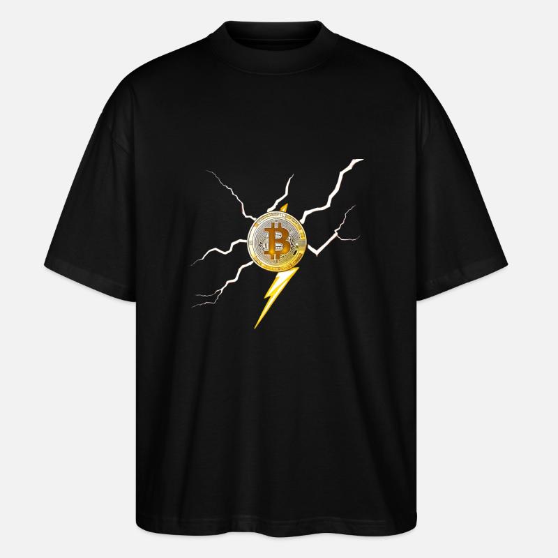 Bitcoin-Logo mit Blitzen - Stanley/Stella Oversized Unisex Bio T-Shirt Blaster 2.0 - Schwarz
