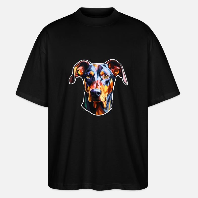 Doberman Head Psychedelic - Stanley/Stella Oversized Unisex Organic T-shirt Blaster 2.0 - black