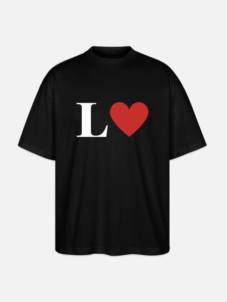 Letter l red heart - Stanley/Stella Oversized Unisex Organic T-shirt Blaster 2.0 - black