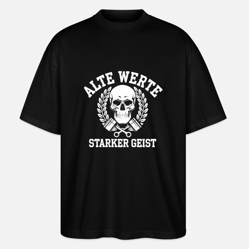 Alte Werte, Starker Geist - Stanley/Stella Oversized Unisex Organic T-shirt Blaster 2.0 - black