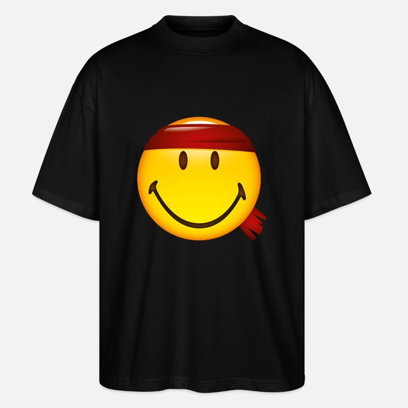 Smiley Glossy Fighter - Stanley/Stella Oversized Unisex Bio T-Shirt Blaster 2.0 - Schwarz
