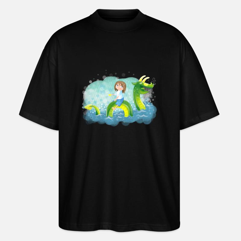Mädchen Drachen reiten - Stanley/Stella Oversized Unisex Bio T-Shirt Blaster 2.0 - Schwarz