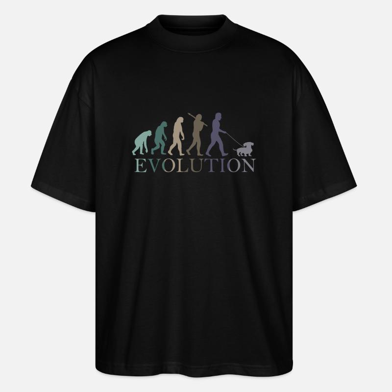 EVOLUTION OF THE RETRO DACHSHUND - Stanley/Stella Oversized Unisex Organic T-shirt Blaster 2.0 - black