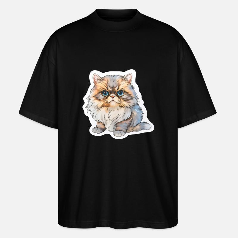 Chat persan potelé - T-shirt bio Blaster 2.0 coupe oversize Stanley/Stella Unisexe - noir