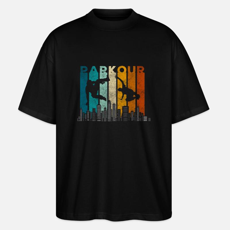 Parkour Running Courage Backflip - Stanley/Stella Oversized Unisex Organic T-shirt Blaster 2.0 - black