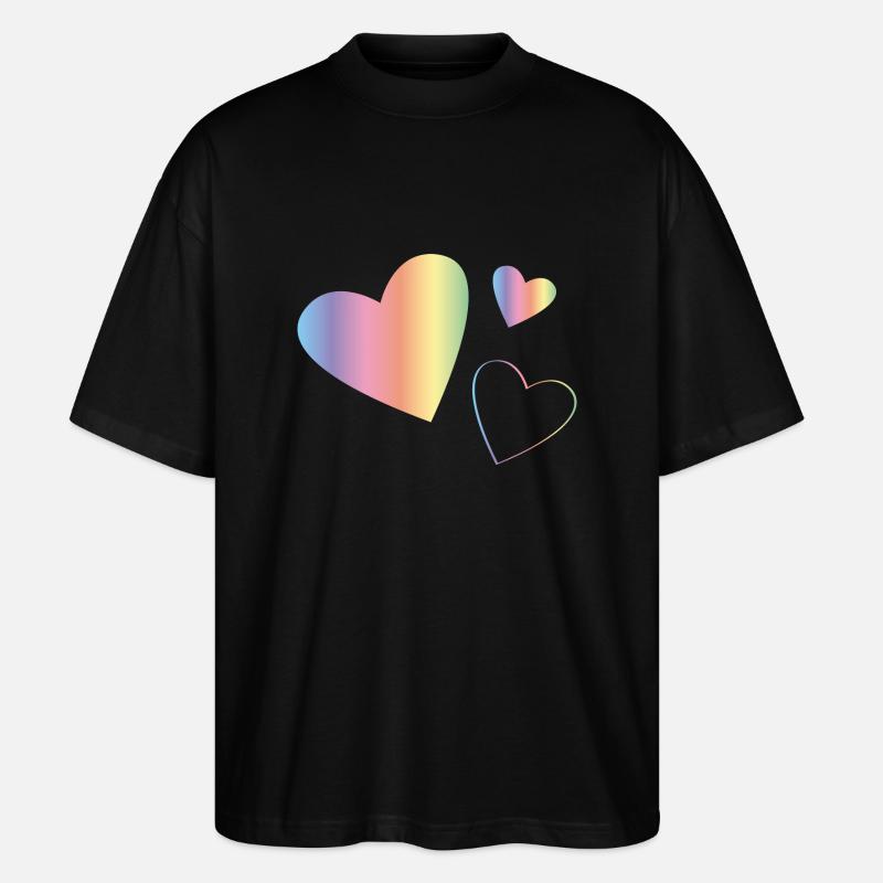 Regenbogen Herzen - Stanley/Stella Oversized Unisex Bio T-Shirt Blaster 2.0 - Schwarz