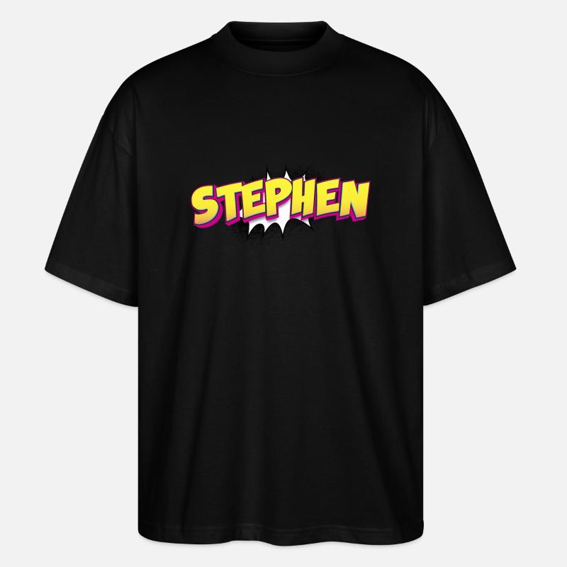 Stephen benutzerdefinierter Name Comic-Buch-Stil Pop-Art, - Stanley/Stella Oversized Unisex Bio T-Shirt Blaster 2.0 - Schwarz