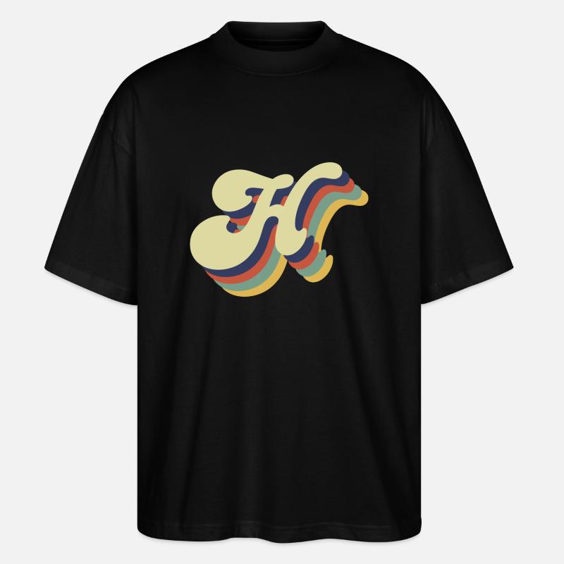 Retro-Buchstabe H - Stanley/Stella Oversized Unisex Bio T-Shirt Blaster 2.0 - Schwarz