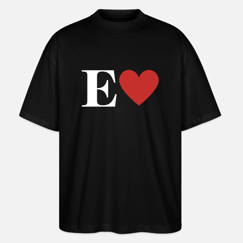 Lettre e cœur rouge - T-shirt bio Blaster 2.0 coupe oversize Stanley/Stella Unisexe - noir