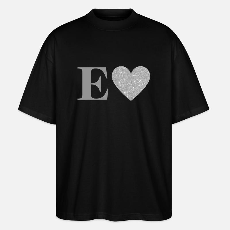 Silberner Herzbuchstabe - Stanley/Stella Oversized Unisex Bio T-Shirt Blaster 2.0 - Schwarz