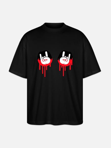 Heavy Metal Hard Rock Graffiti Horn Håndbevægelse - Stanley/Stella Oversize Unisex Øko T-shirt Blaster 2.0 - sort