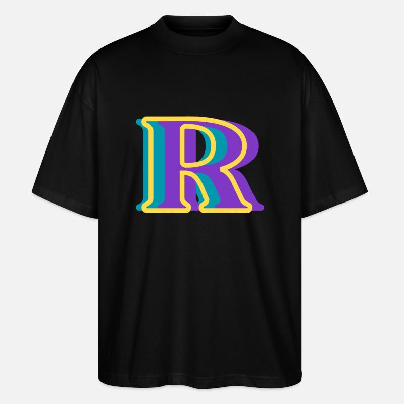 Mehrfarbiger Buchstabe r - Stanley/Stella Oversized Unisex Bio T-Shirt Blaster 2.0 - Schwarz