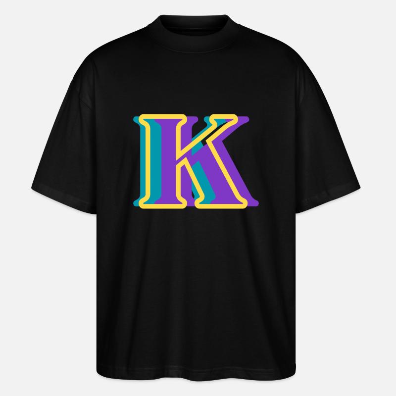 Mehrfarbiger Buchstabe k - Stanley/Stella Oversized Unisex Bio T-Shirt Blaster 2.0 - Schwarz
