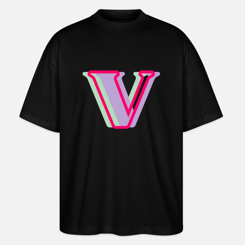 Mehrfarbiger Buchstabe V - Stanley/Stella Oversized Unisex Bio T-Shirt Blaster 2.0 - Schwarz