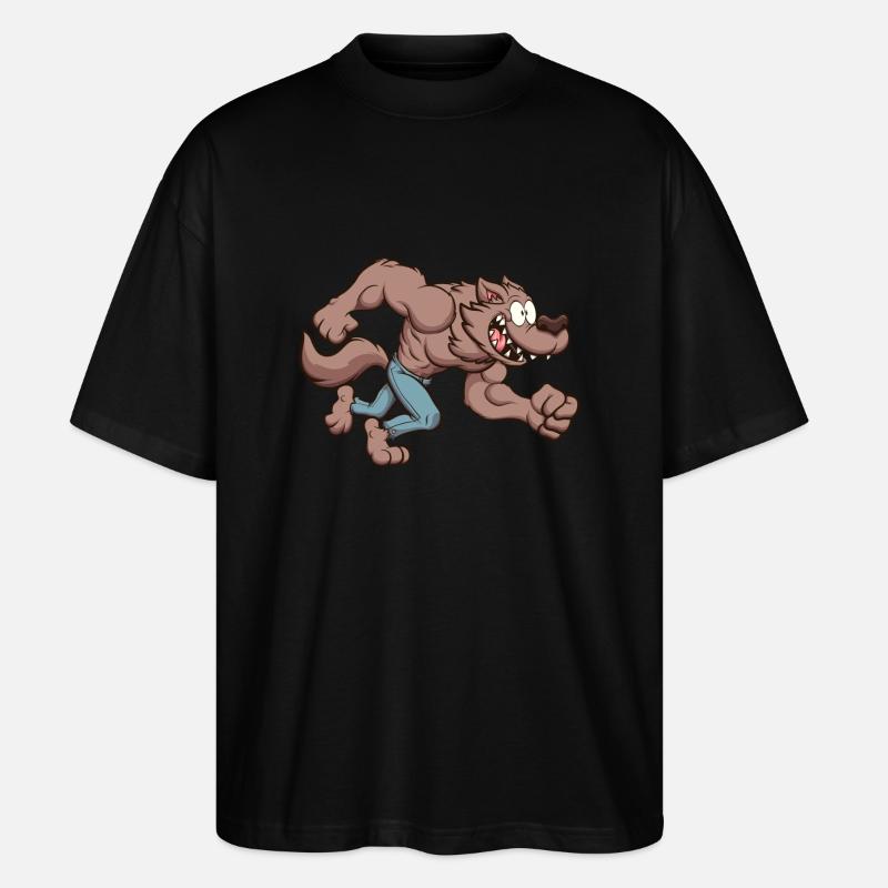 Loup-garou en cours d’exécution - T-shirt bio Blaster 2.0 coupe oversize Stanley/Stella Unisexe - noir