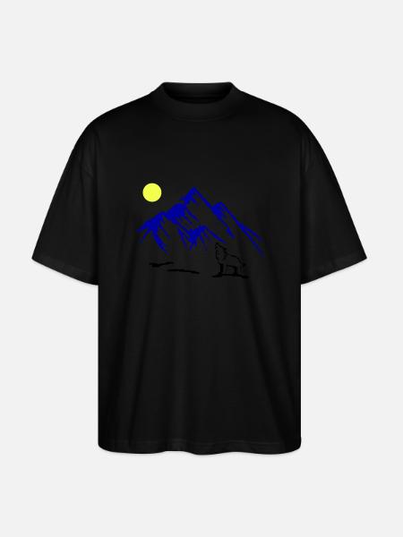 Wolf Full Moon - Stanley/Stella Oversized Unisex Organic T-shirt Blaster 2.0 - black