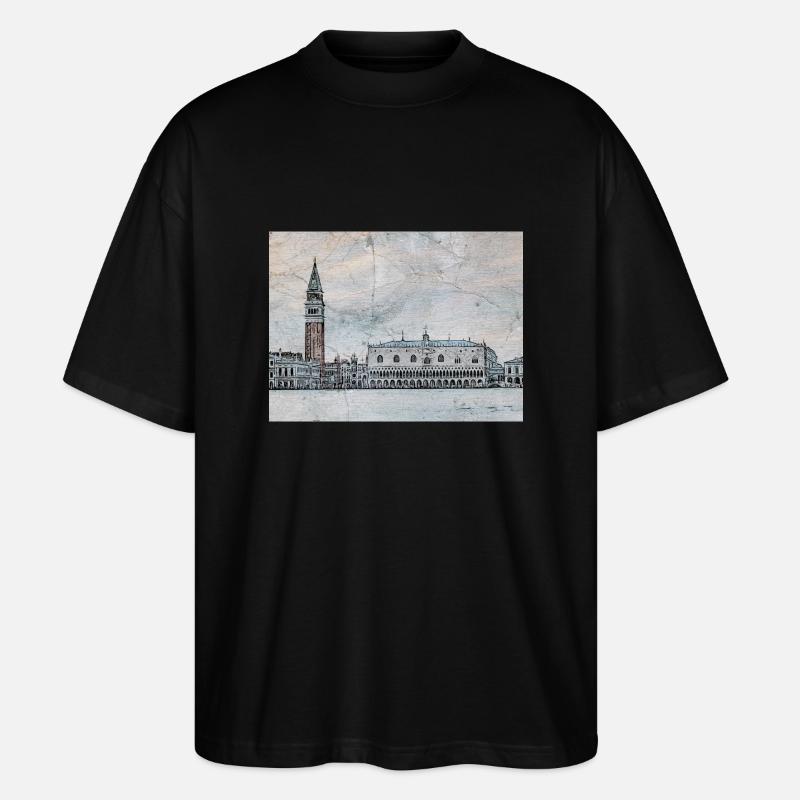 Blick auf den Markusplatz - Stanley/Stella Oversized Unisex Bio T-Shirt Blaster 2.0 - Schwarz