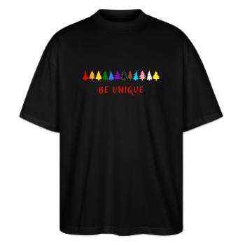 Be unique - sei einzigartig! LGBTQ - Stanley/Stella Oversized Unisex Bio T-Shirt Blaster 2.0 - Schwarz - Vorne - Alina (178cm) & Michal (187cm)