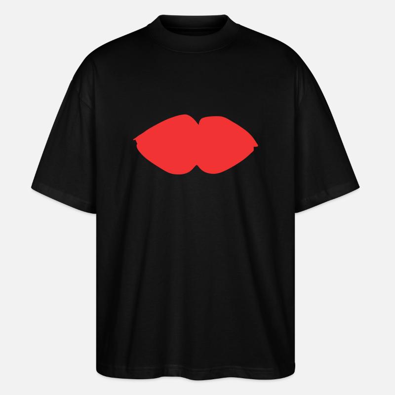 Lippen Lippe Symbol rot - Stanley/Stella Oversized Unisex Bio T-Shirt Blaster 2.0 - Schwarz