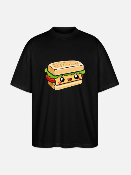 Sandwich with face - Stanley/Stella Oversized Unisex Organic T-shirt Blaster 2.0 - black