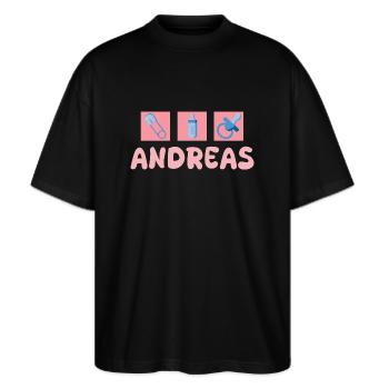 Pacifier Andreas - Stanley/Stella Oversized Unisex Organic T-shirt Blaster 2.0 - black - Front - Alina (178cm) & Michal (187cm)