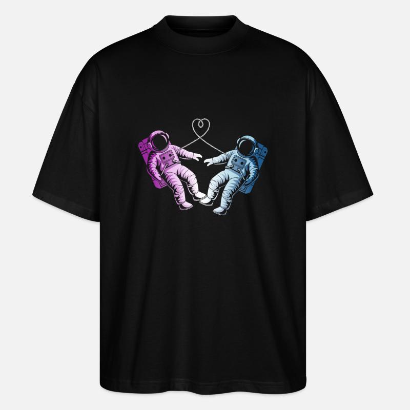 2 astronautes amoureux - T-shirt bio Blaster 2.0 coupe oversize Stanley/Stella Unisexe - noir