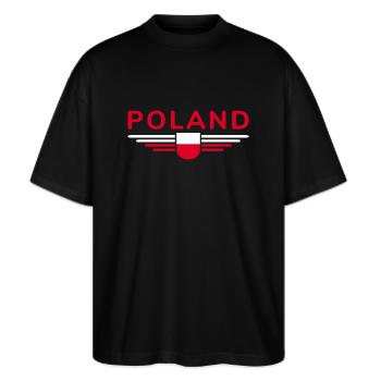 J’aime la Pologne, T-shirt design de style élégance - T-shirt bio Blaster 2.0 coupe oversize Stanley/Stella Unisexe - noir - Devant - Alina (178cm) & Michal (187cm)