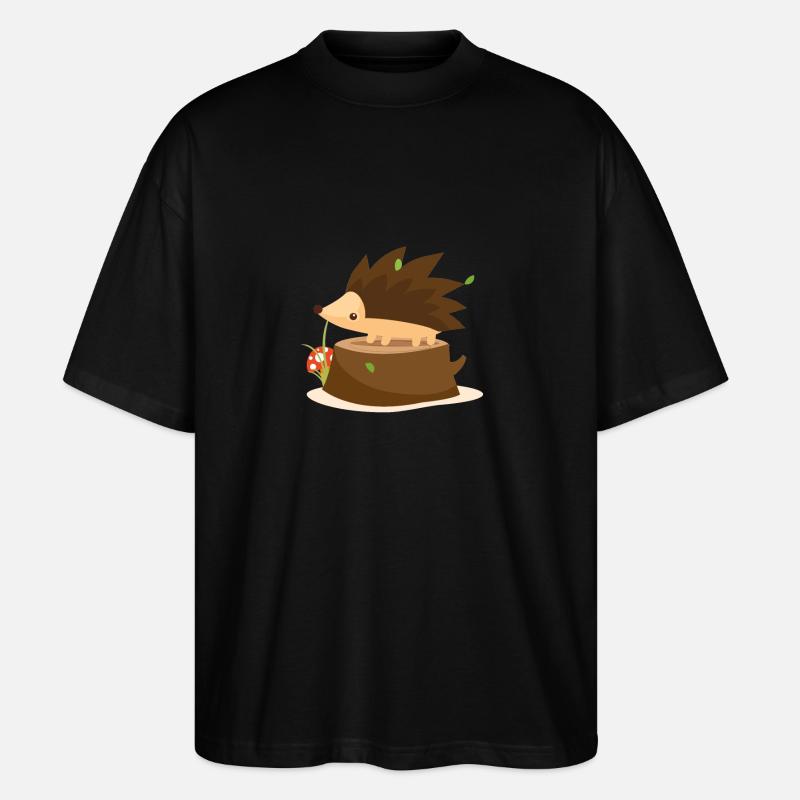 Igel auf Baumstumpf - Stanley/Stella Oversized Unisex Bio T-Shirt Blaster 2.0 - Schwarz