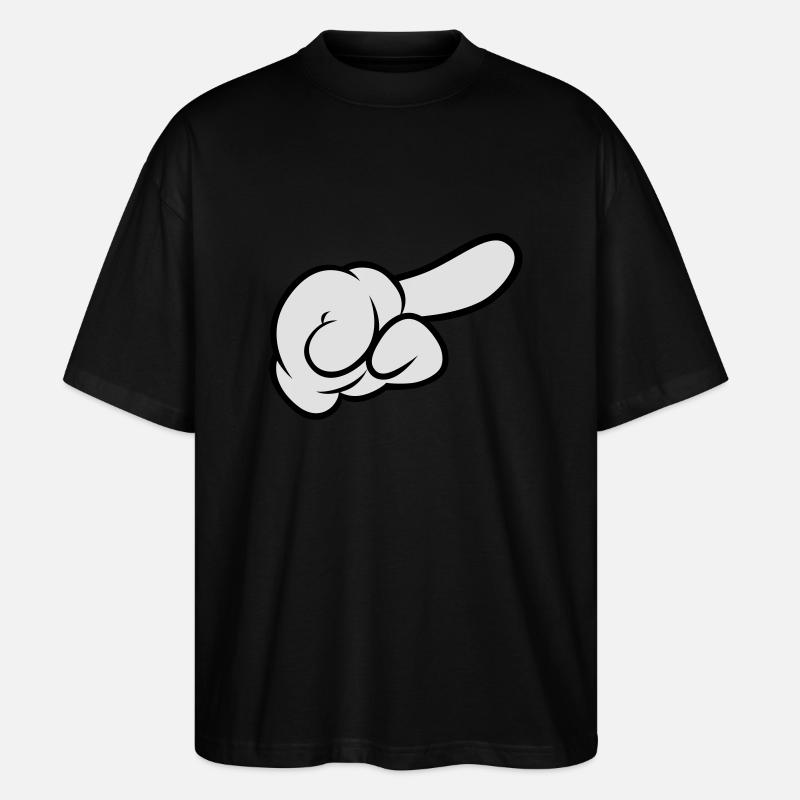 Comic Hand Pointing (Right) - Stanley/Stella Oversized Unisex Bio T-Shirt Blaster 2.0 - Schwarz