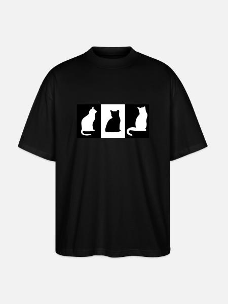 DZ0004 Cat Tile Cat Statue - Stanley/Stella Oversized Unisex Organic T-shirt Blaster 2.0 - black