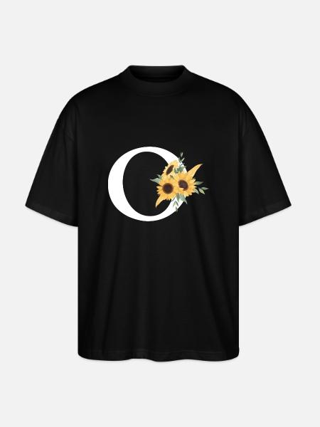 Sonnenblume Blumenbuchstabe O - Stanley/Stella Oversized Unisex Bio T-Shirt Blaster 2.0 - Schwarz