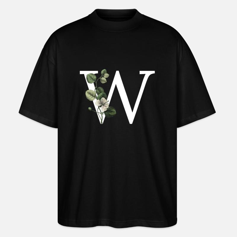 lettre w botanique vert - T-shirt bio Blaster 2.0 coupe oversize Stanley/Stella Unisexe - noir