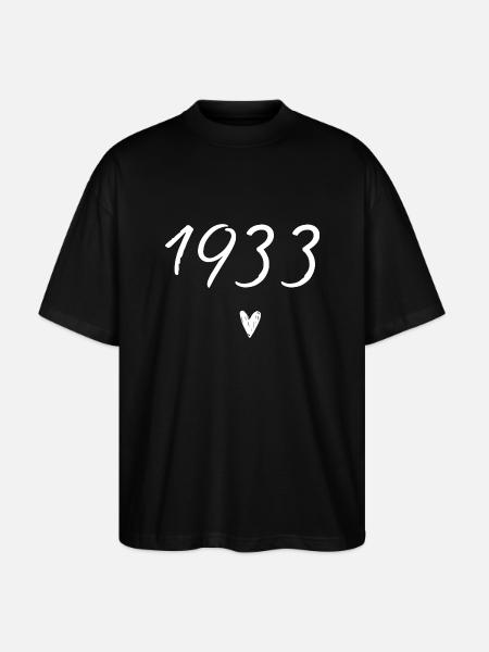 1933 coeur anniversaire - T-shirt bio Blaster 2.0 coupe oversize Stanley/Stella Unisexe - noir