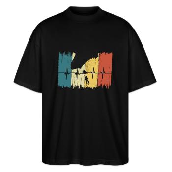 Battement de cœur Vintage Parachute - T-shirt bio Blaster 2.0 coupe oversize Stanley/Stella Unisexe - noir - Devant - Alina (178cm) & Michal (187cm)