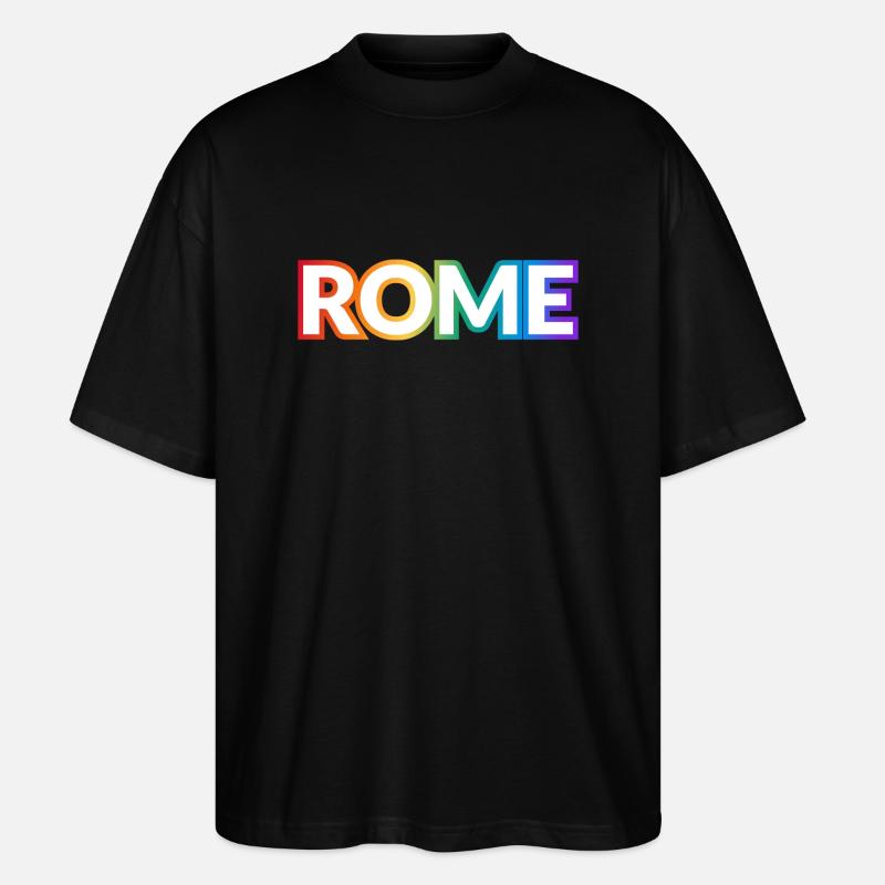 ROME PRIDE rainbow text - Stanley/Stella Oversized Unisex Organic T-shirt Blaster 2.0 - black