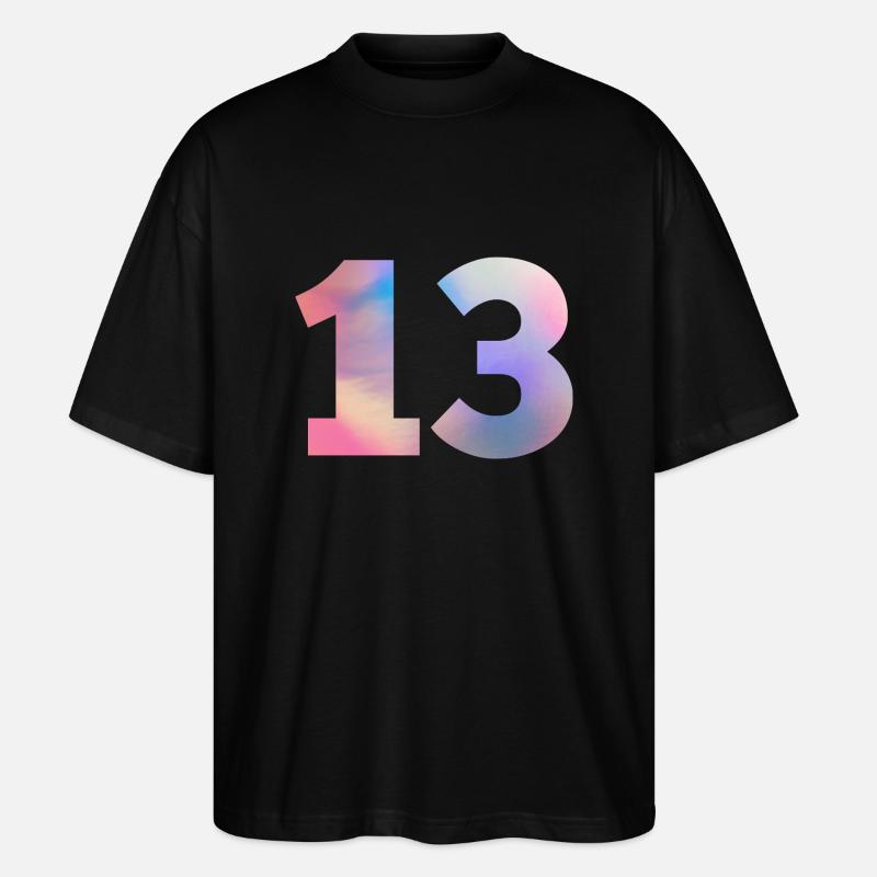 Bunte Zahl 13 - Stanley/Stella Oversized Unisex Bio T-Shirt Blaster 2.0 - Schwarz