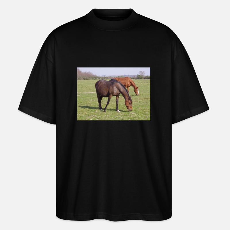 Pferde - Stanley/Stella Oversized Unisex Bio T-Shirt Blaster 2.0 - Schwarz