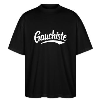 Gauchiste - T-shirt bio Blaster 2.0 coupe oversize Stanley/Stella Unisexe - noir - Devant - Alina (178cm) & Michal (187cm)