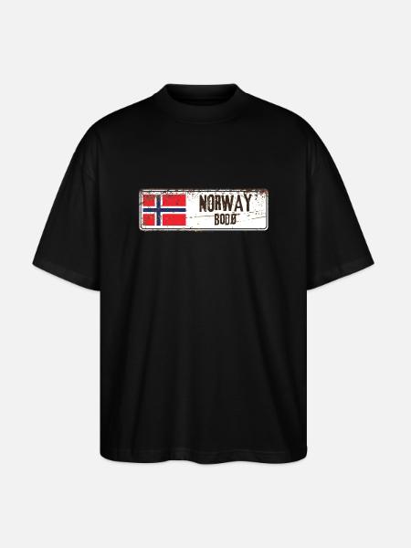 Bodø Norway Flag - Stanley/Stella Oversized Unisex Organic T-shirt Blaster 2.0 - black