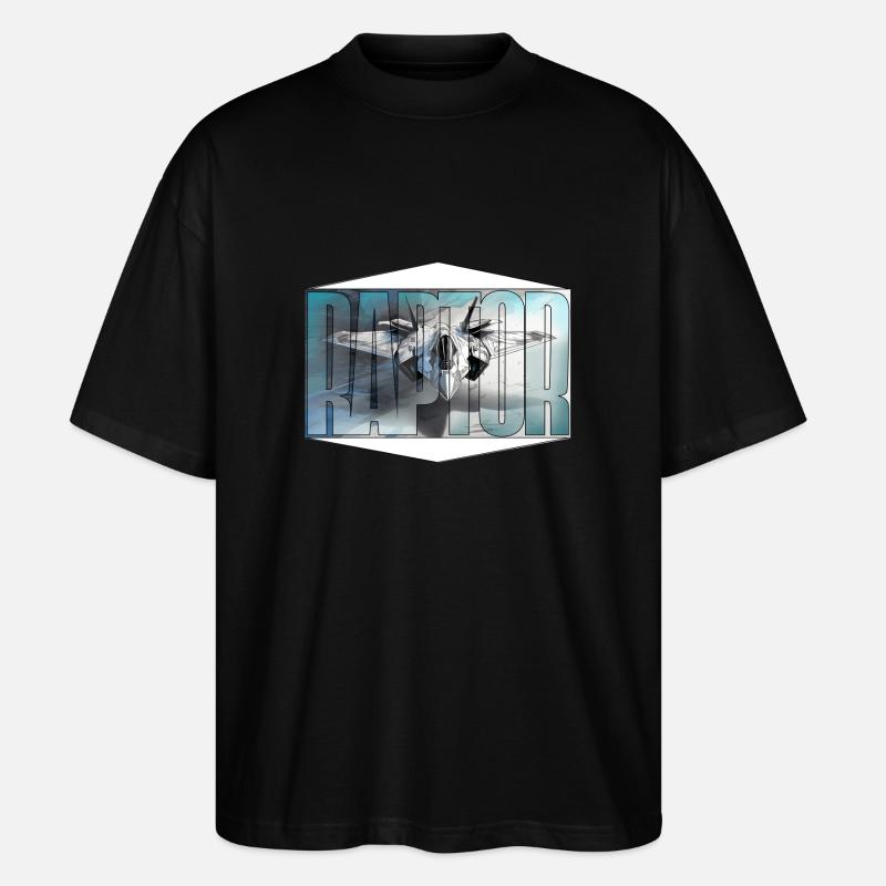 kampfjet ,raptor, - Stanley/Stella Oversized Unisex Bio T-Shirt Blaster 2.0 - Schwarz