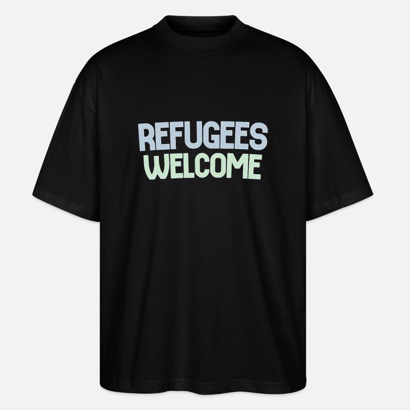 Flüchtlinge willkommen retro - Stanley/Stella Oversized Unisex Bio T-Shirt Blaster 2.0 - Schwarz