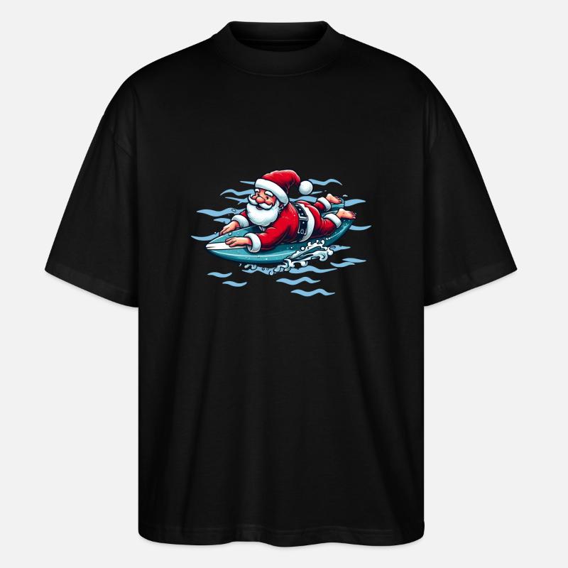 Surfender Weihnachtsmann - Stanley/Stella Oversized Unisex Bio T-Shirt Blaster 2.0 - Schwarz