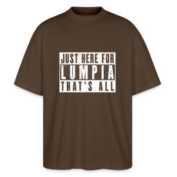 Je suis juste là pour le Lumpia - Lustiges Lumpia - T-shirt bio Blaster 2.0 coupe oversize Stanley/Stella Unisexe - marron foncé - Devant - Alina (178cm) & Michal (187cm)