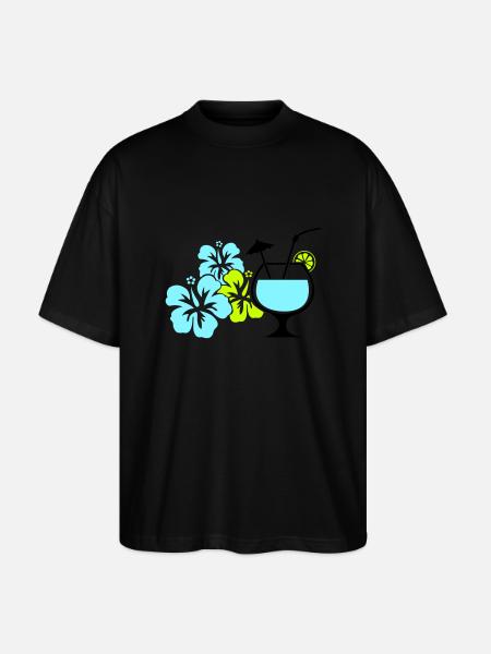 Cocktail Flowers Hawaii - Stanley/Stella Oversized Unisex Organic T-shirt Blaster 2.0 - black